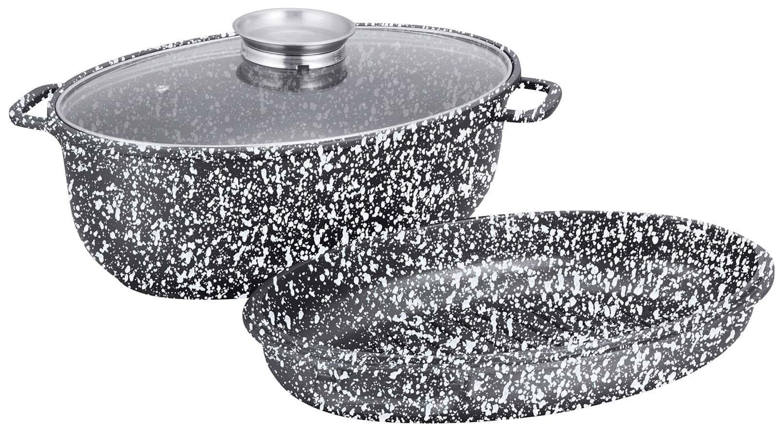 Klausberg 8l Roasting pan with grill pan - gray marble, perfect for baking