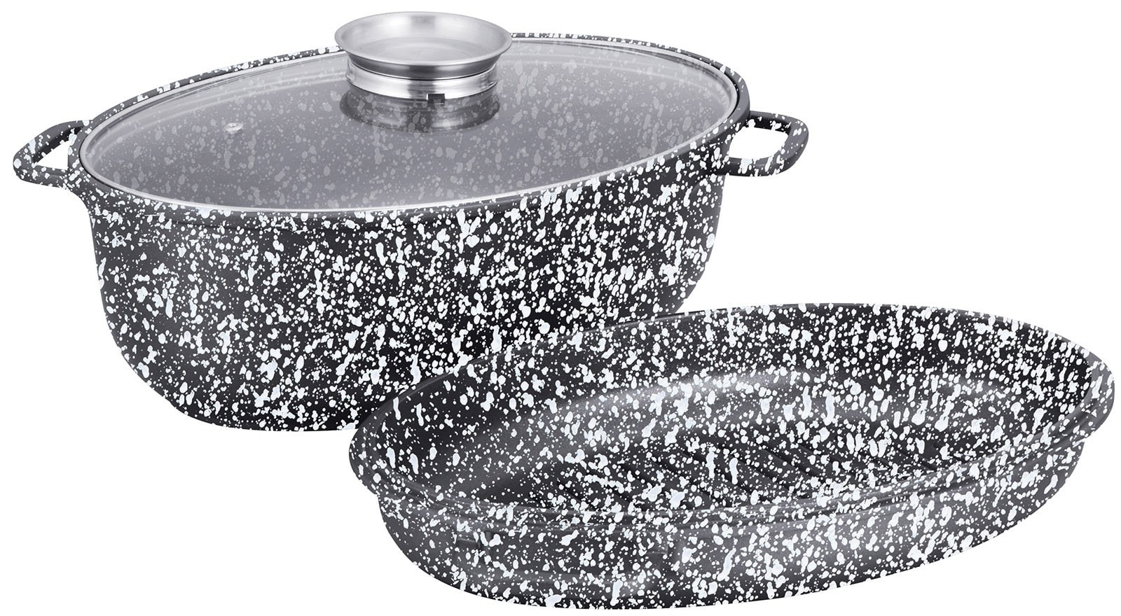 Klausberg 8l Roasting pan with grill pan - gray marble, perfect for baking