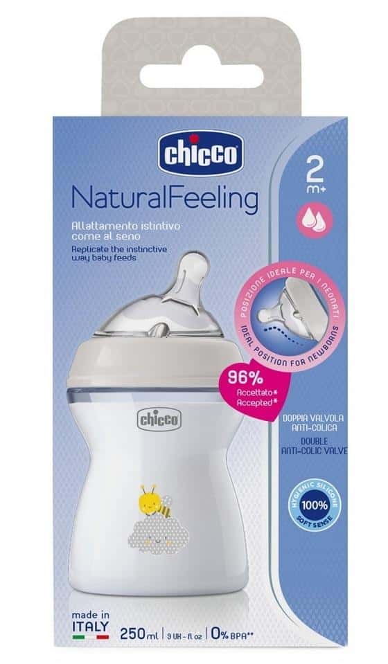 Chicco NaturalFeeling Plastic Bottle 250ml 2m+ - ideal for babies