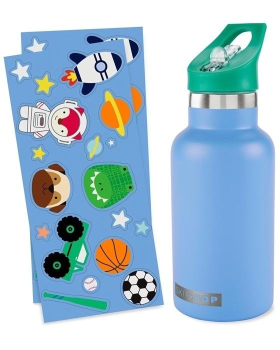 Thermal bottle with stickers 380ml blue - ideal for kids