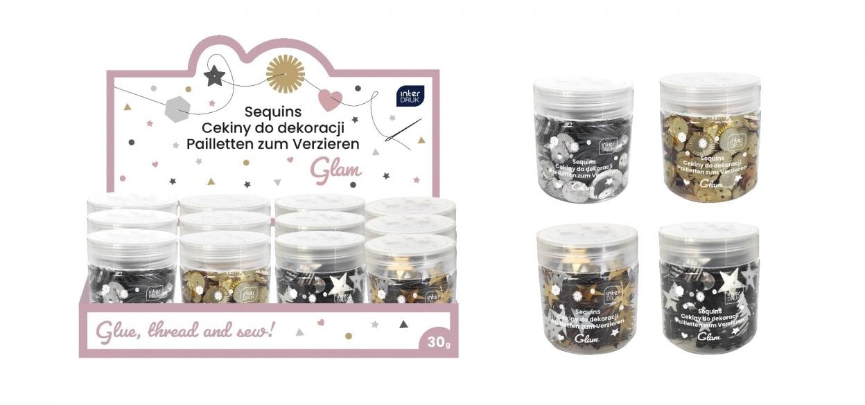 Glam Decoration Sequins 30g - 12 pieces of sparkle in one set