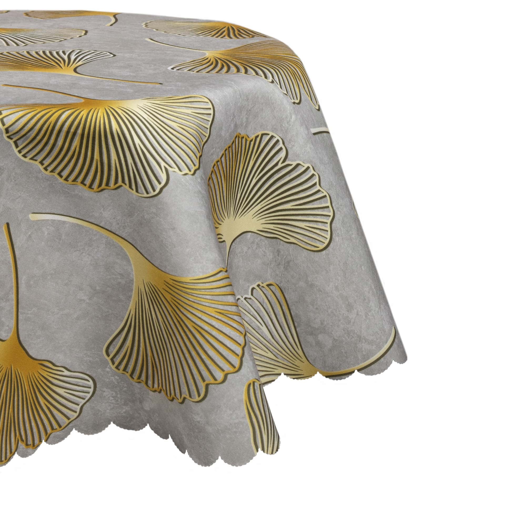 Ginko Tablecloth - White tablecloth with ginko leaves 100x140 cm