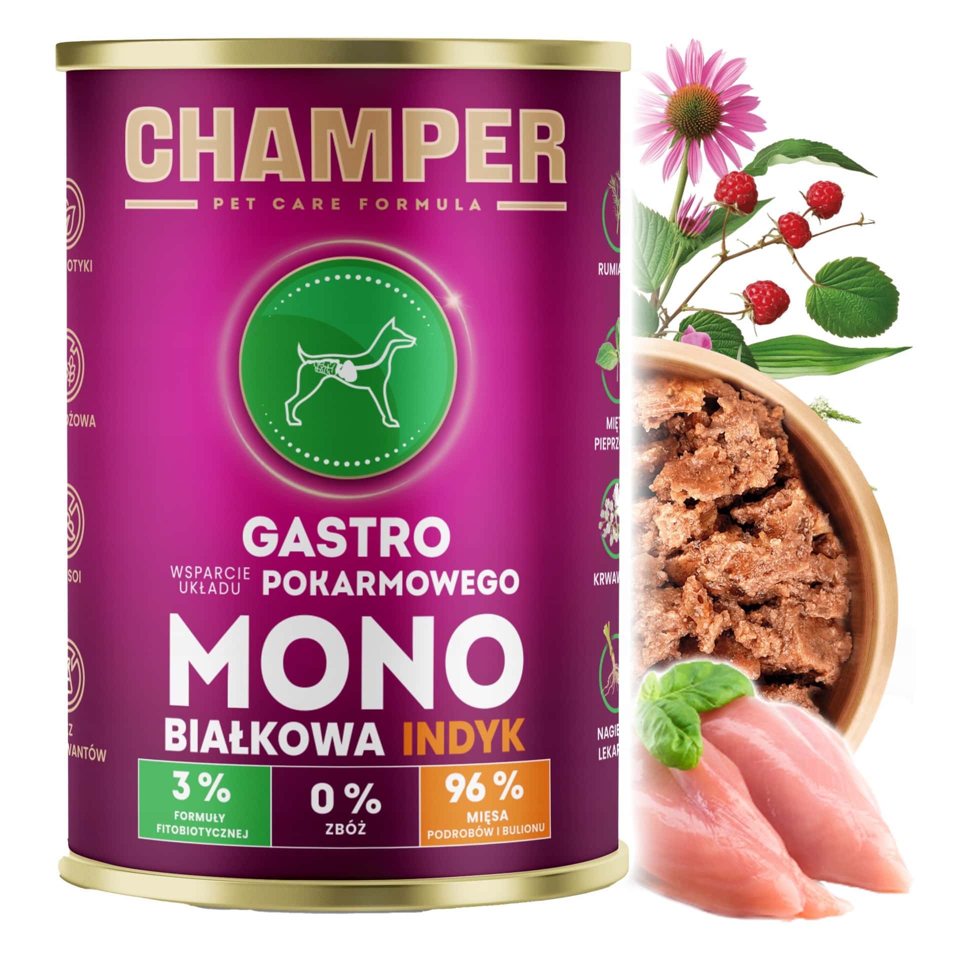 CHAMPER GASTRO Monoprotein Wet Food Turkey 400g - for dogs with allergies