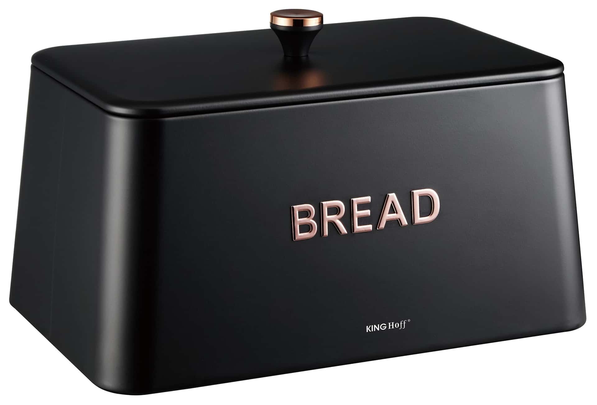 KINGHoff Metal Bread Bin Black 35x23x21cm - fresh bread every day