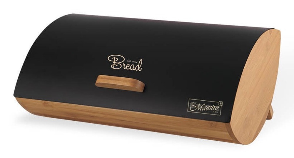 Maestro MR-1775-BLACK Metal Bread Box - Elegance in your kitchen