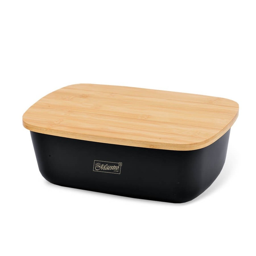 Maestro MR-1776-BLACK Metal bread bin - perfect for your kitchen