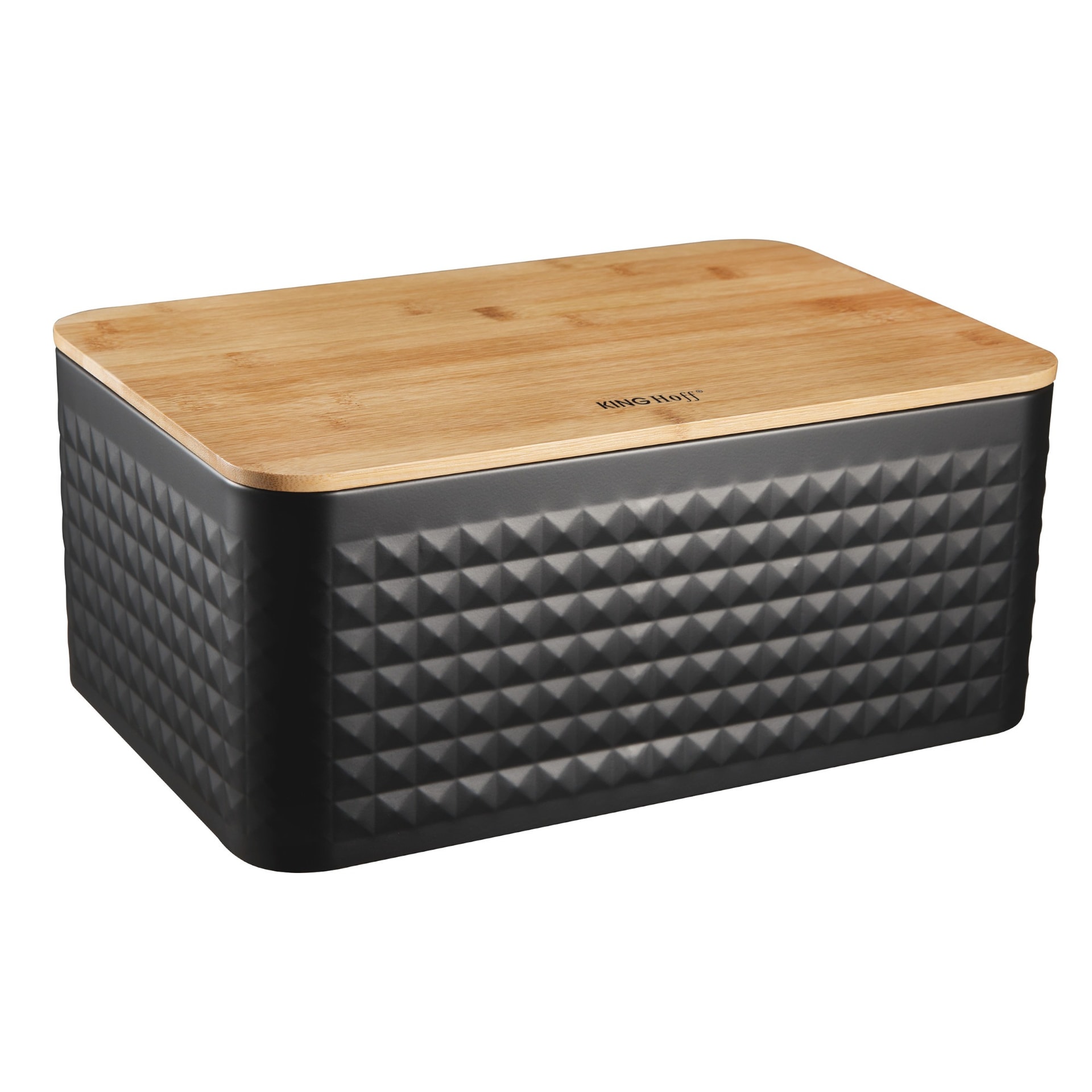 KINGHoff Steel-Bamboo Bread Bin, black - stylish addition to the kitchen