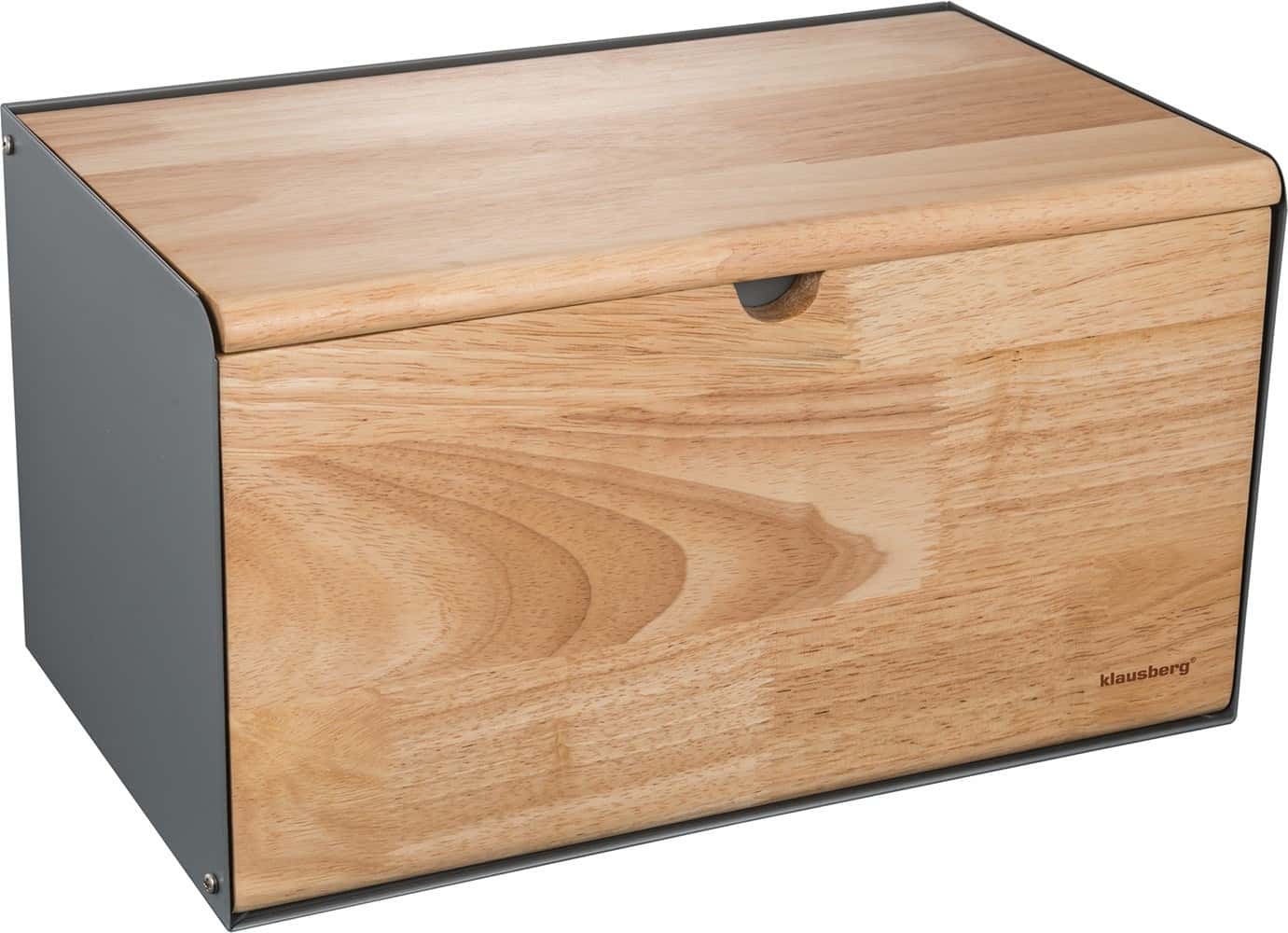 Klausberg Steel-Bamboo Bread Box Grey - perfect for any kitchen