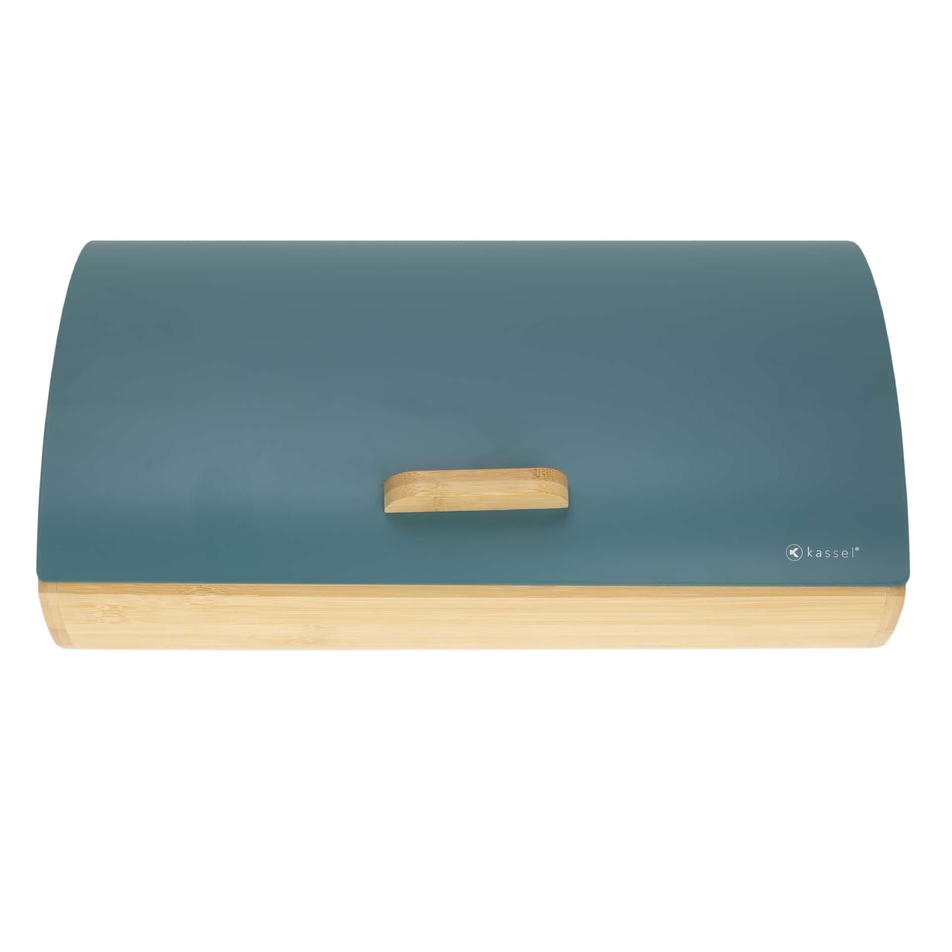 Kassel Steel and Bamboo Bread Bin Turquoise - modern design for your kitchen