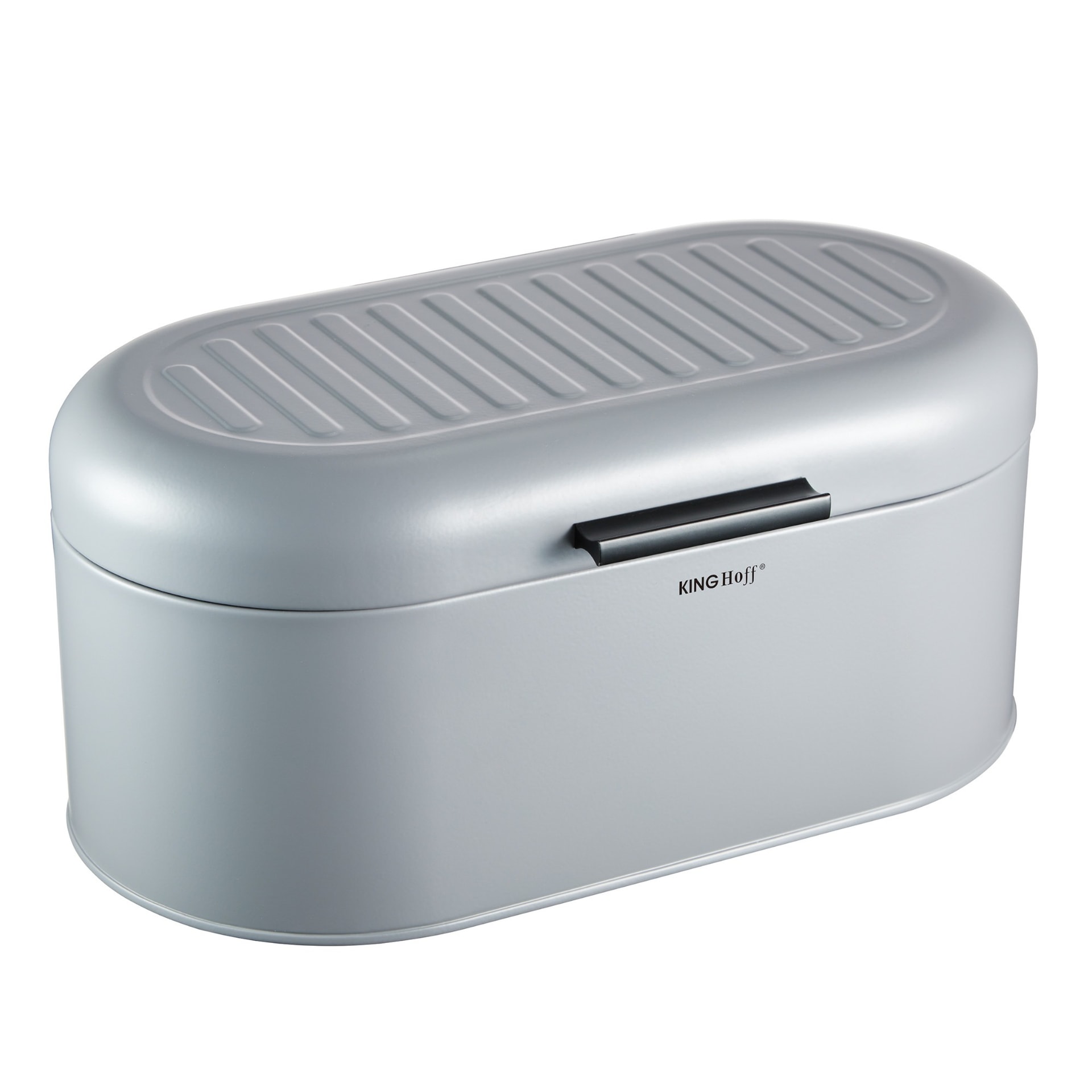 KINGHoff Steel Bread Bin gray oval - perfect for any kitchen