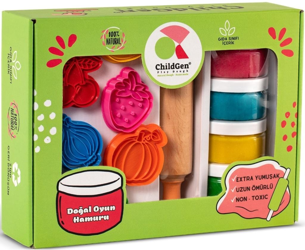 Natural Play Dough Set Vegetables and Fruits - creative fun for kids