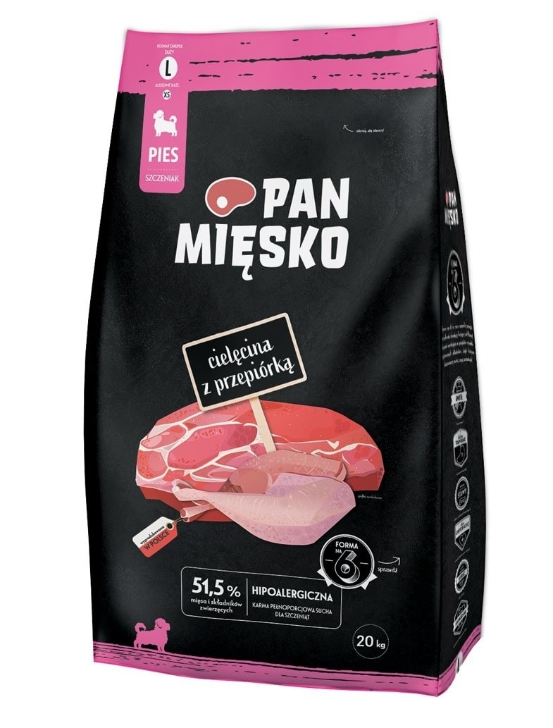 Pan Mięsko Veal with Quail - Food for large breed puppies 20kg