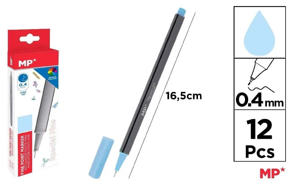 Fineliner blue 0.4 mm - set of 12 pieces ideal for drawing