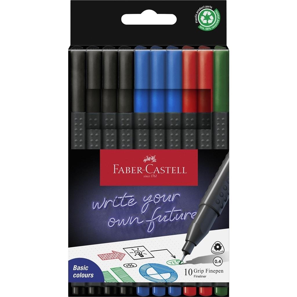Faber-Castell Grip Fineliner 10 colors - precise writing and drawing