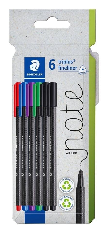 Staedtler Triplus Fineliner - 6 colors, precise writing and coloring