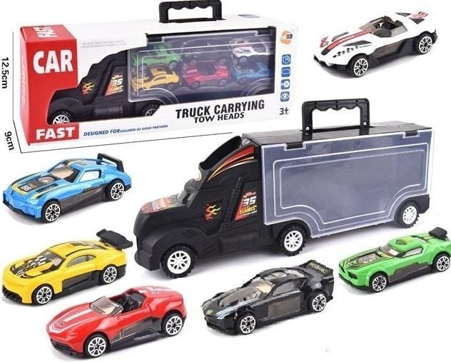 Truck 36cm with 6 cars - ideal set for little motorsport fans