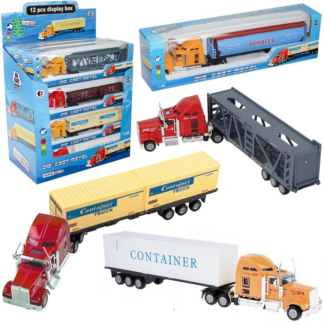 Trifox Metal truck with trailer MIX scale 1:48 - ideal for little logistics