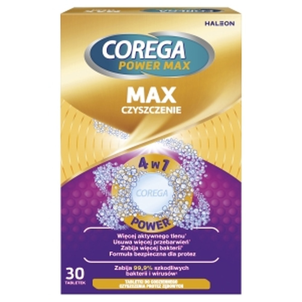 Corega Tabs 4in1 Power Max - Denture Cleaning Tablets 30 Count