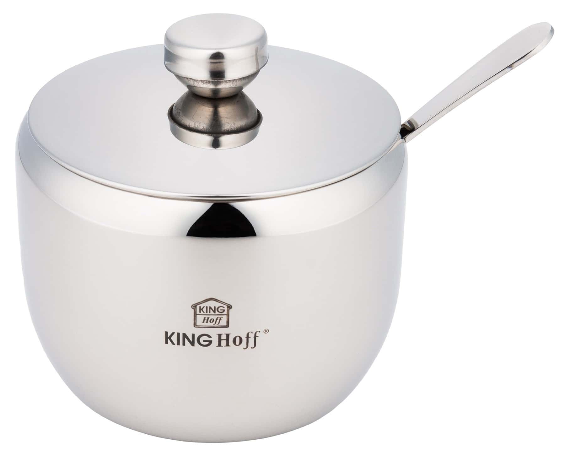 Kinghoff Stainless steel sugar bowl with spoon 560ml