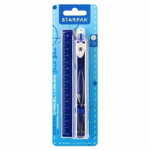 STARPAK Metal compass with 15cm ruler - precise school set