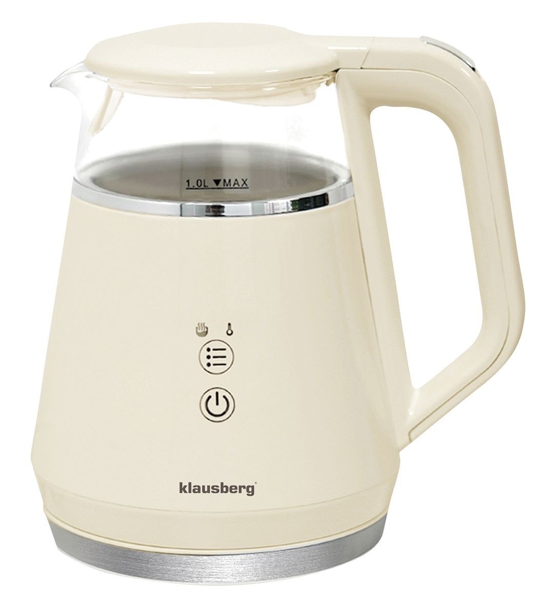 Klausberg KB-7893 Electric Kettle - Cream, Glass, perfect for any kitchen