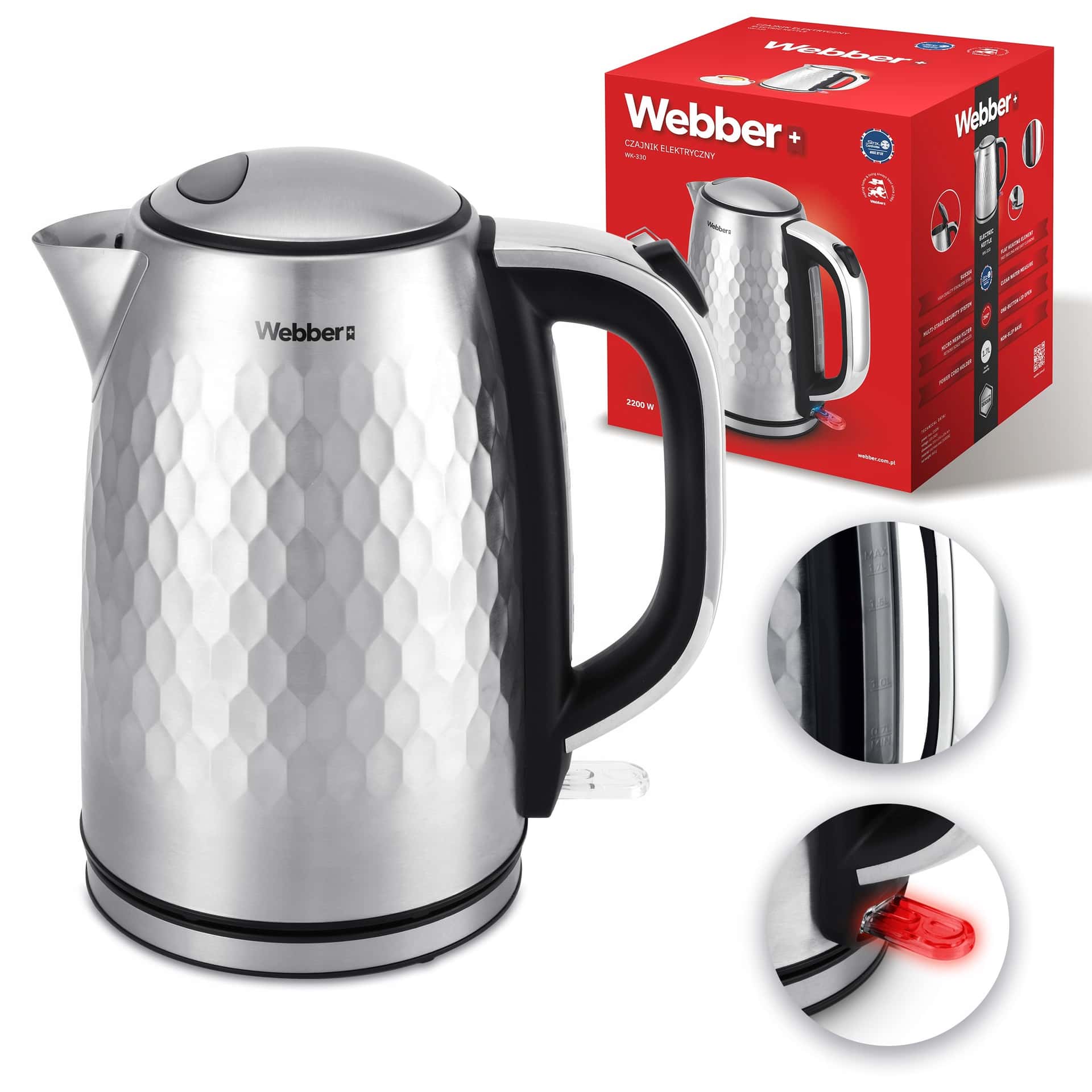 Webber WK330 Electric Kettle - fast water boiling