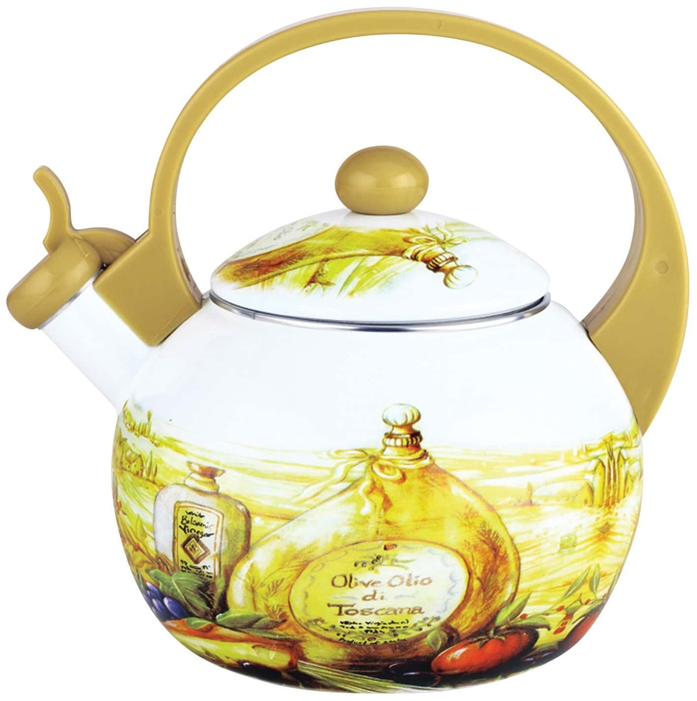 Kinghoff Enameled Whistling Kettle - Tuscan Olive 2l