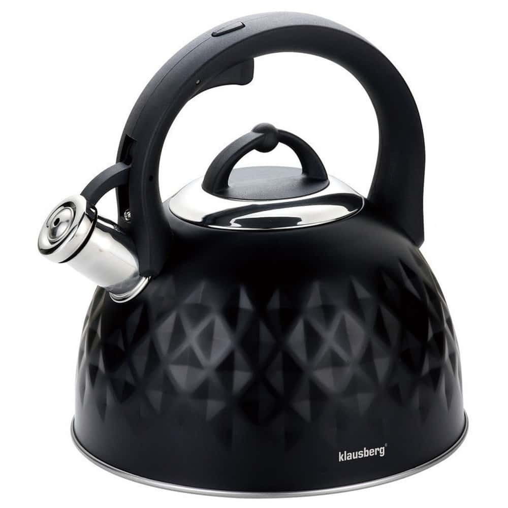 Klausberg Traditional Kettle 3l Black with Diamond Embossing - Elegance in Your Kitchen