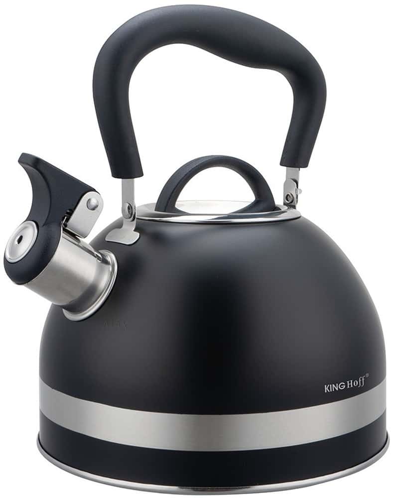 KINGHoff Whistling kettle 1.8L stainless steel black - perfect for any kitchen
