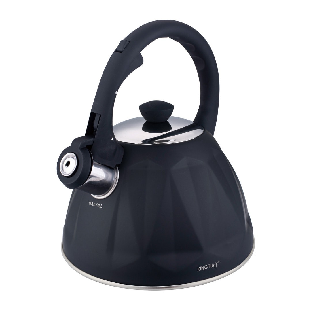 KINGHoff Whistling kettle 2L black matte stainless steel