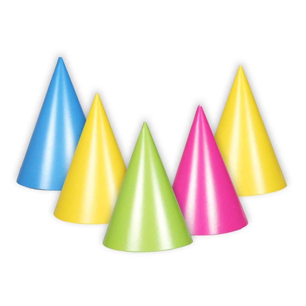 Neon party hats - set of 5 for every occasion