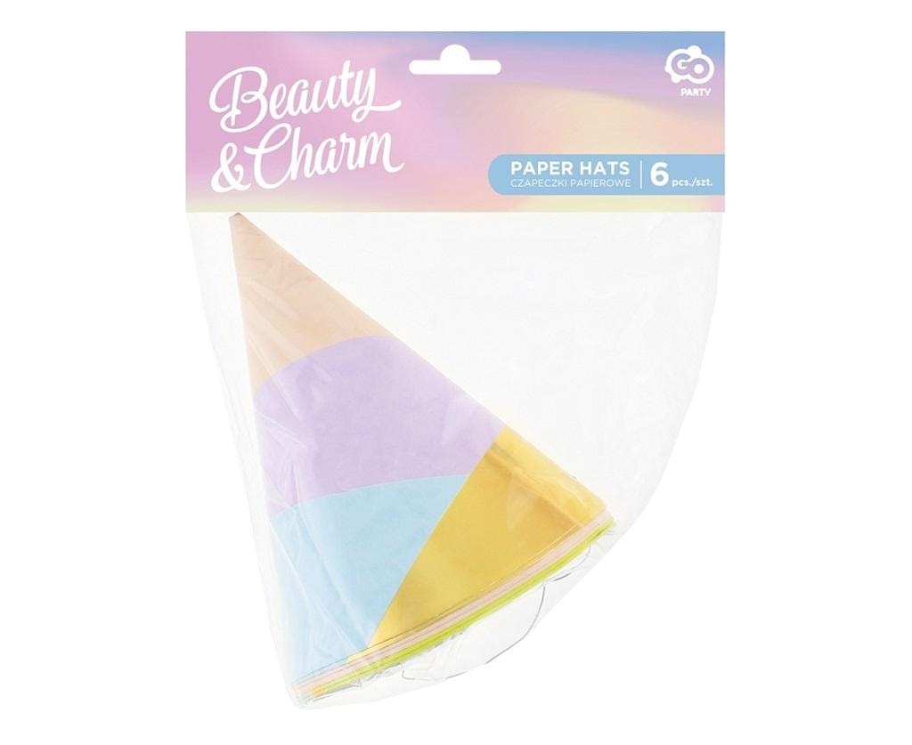 Godan Pastel Party Carnival Hats - 6 pieces in pastel colors