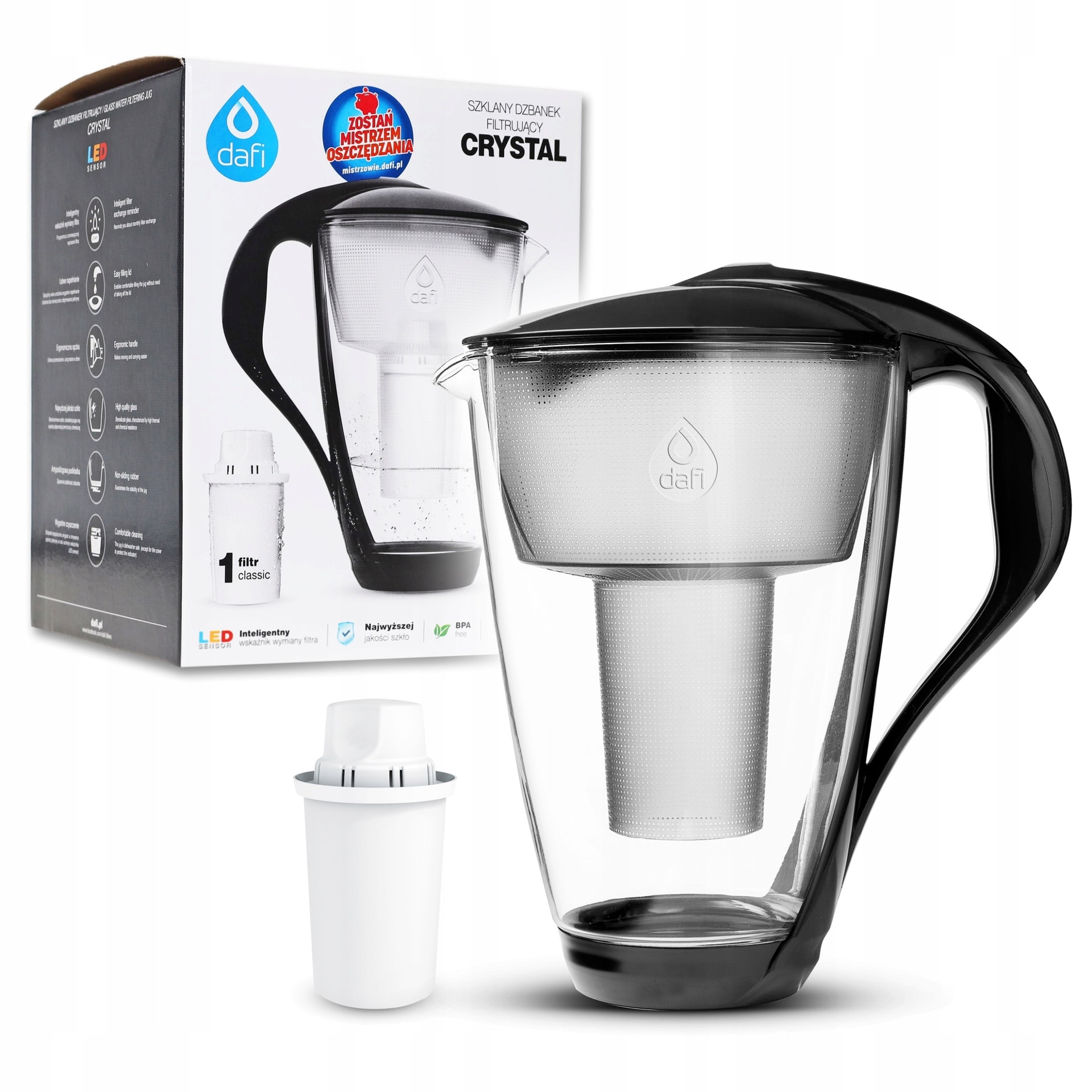 Dafi Crystal - Water filter jug 2L + 1 filter - crystal clear water in your home!