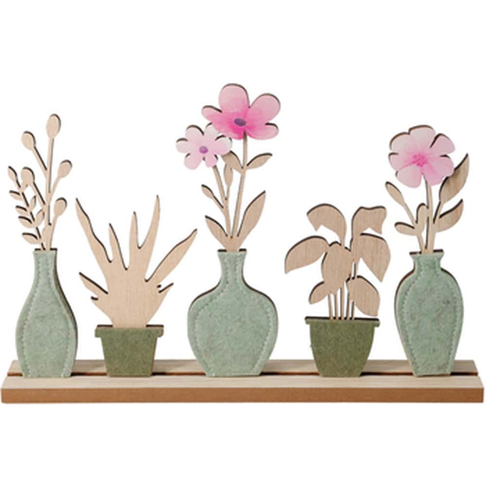 Flower decoration wood and felt - perfect decoration for home