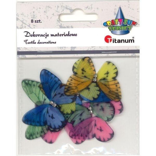 Fabric decorations butterflies 48x36mm - color mix, ideal for DIY