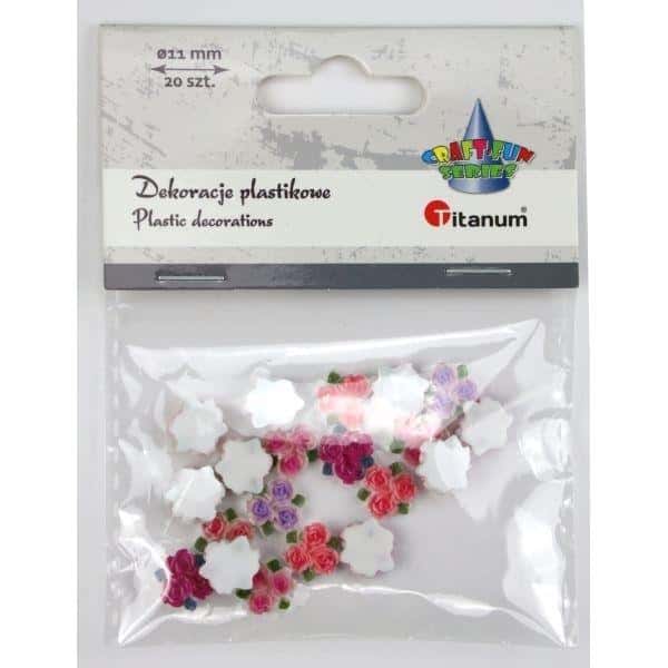 Titanum Decorative plastic roses 11mm mixed colors 20 pieces - ideal for crafts