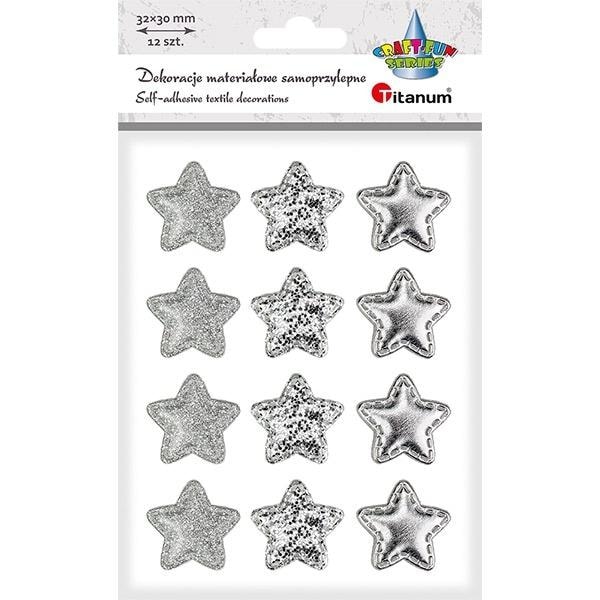 Titanum Self-adhesive decorations stars - 12 pieces of fabric ornaments