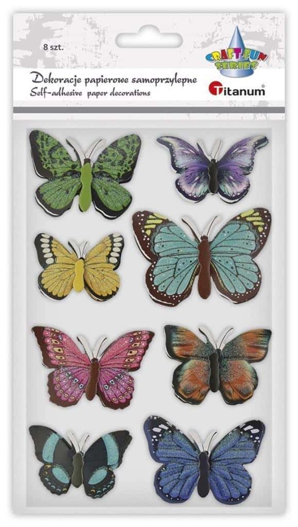 Titanum Self-adhesive paper 3D butterflies decorations 8 pieces - liven up your room!