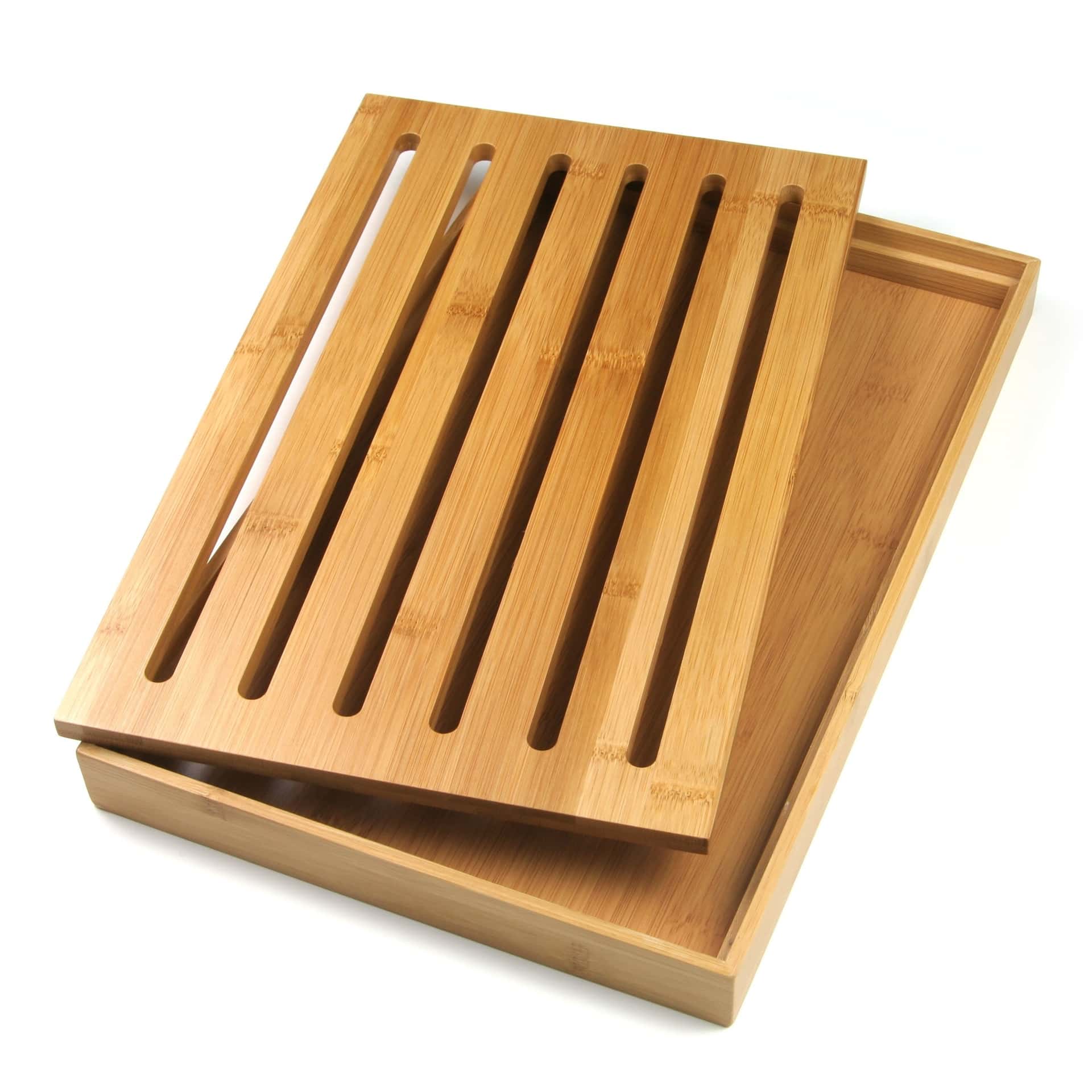Kinghoff Bamboo cutting board with crumb tray - ideal for bread