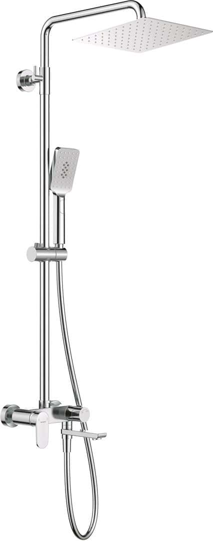 Rain shower with bathtub faucet - movable spout for comfort