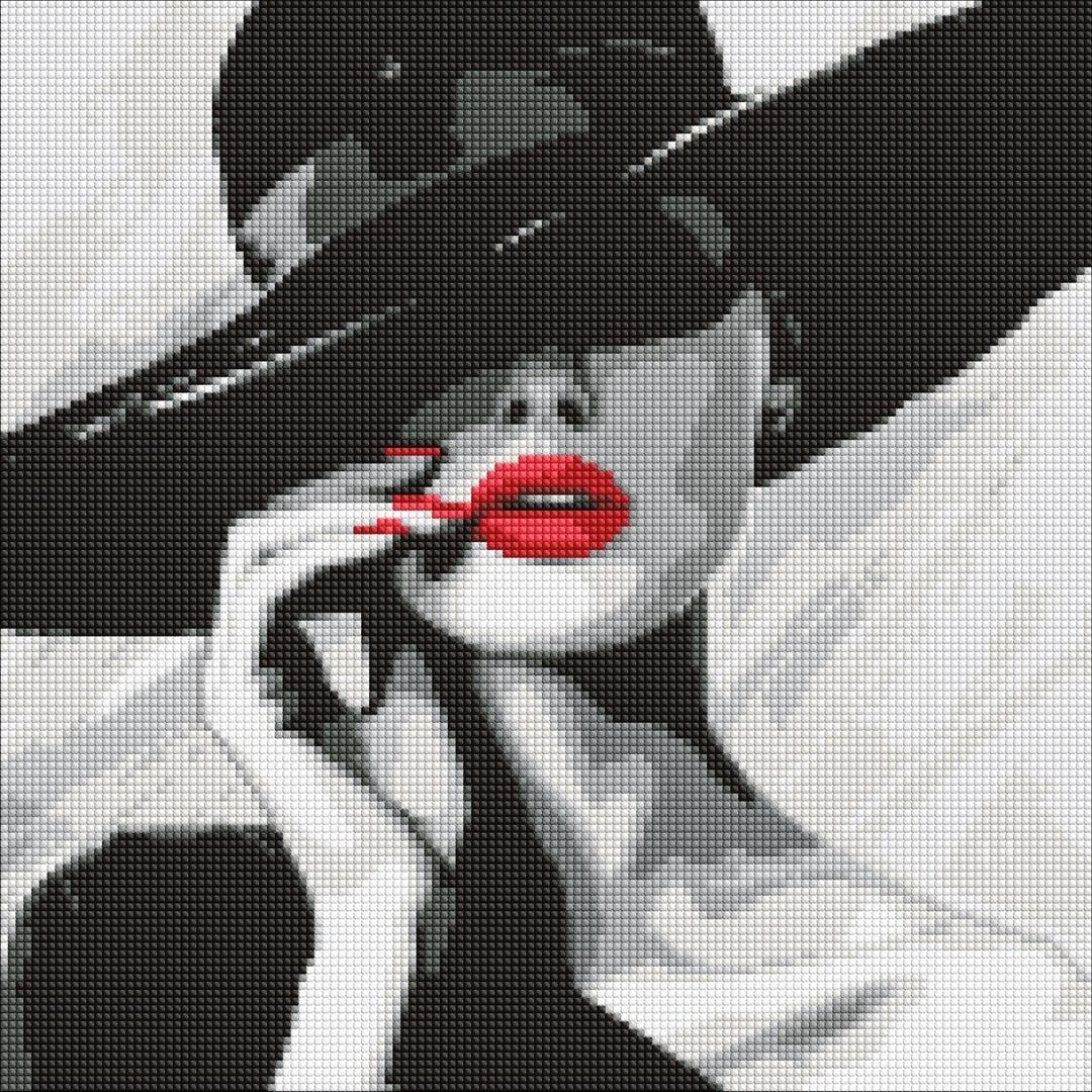Ideyka Diamond mosaic - Lady in a hat 40x40cm - create your own masterpiece
