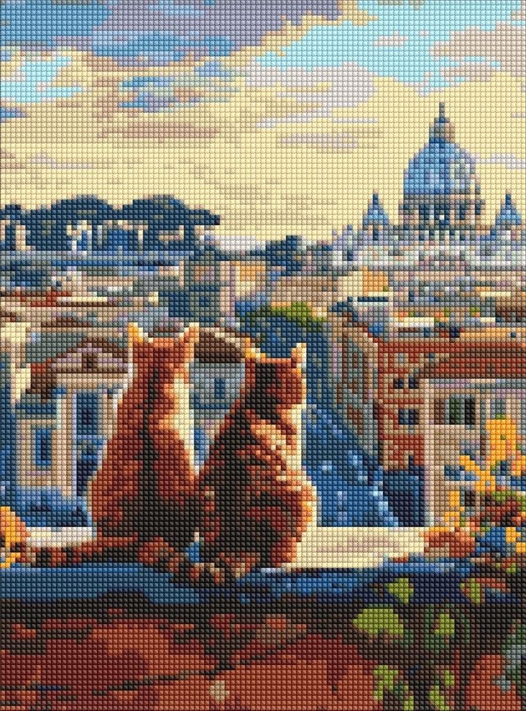 Ideyka Diamond Mosaic - Cats in Rome 30x40cm - Create your own masterpiece