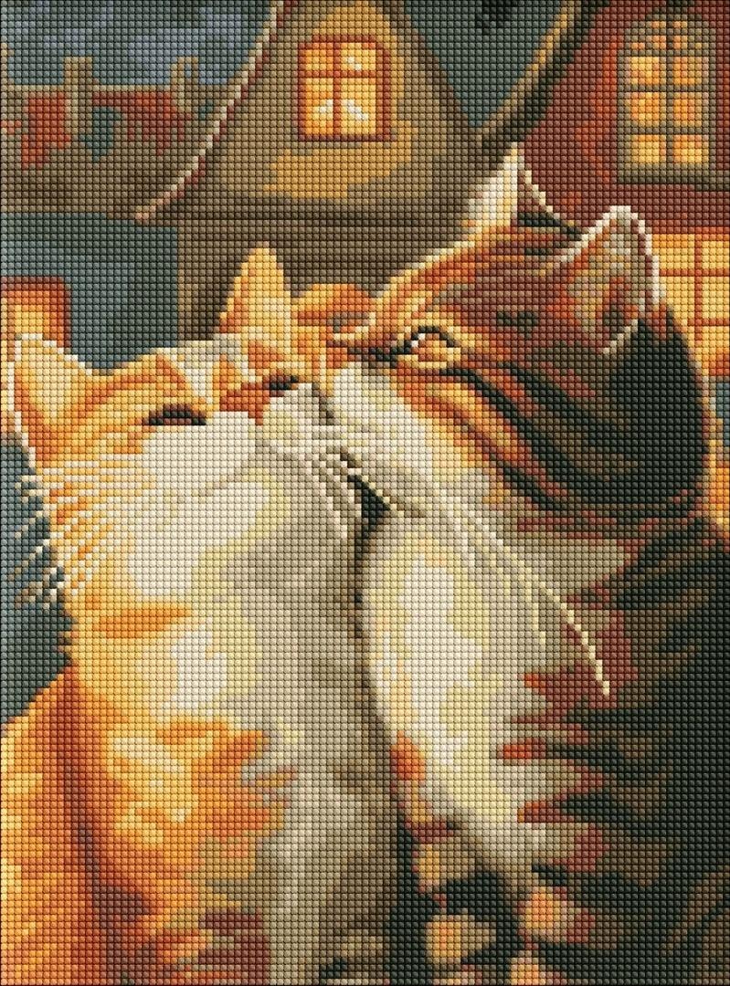 Ideyka Diamond Mosaic - Amorous cats 30x40cm - perfect as a gift