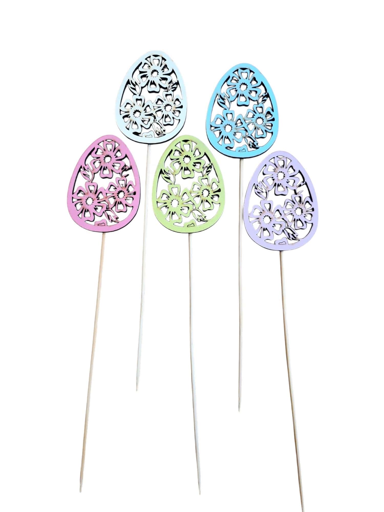 Wooden egg on a stick - green Easter decoration ideal for decorations