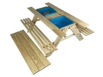 Wooden garden set table + 2 benches with sandboxes - perfect for play