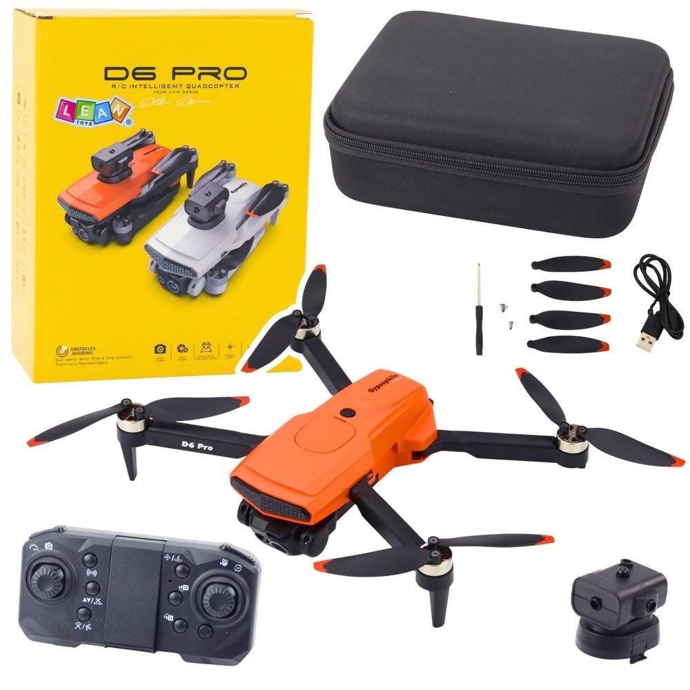 D6 PRO Drone - Dual HD Camera, LED, orange - discover the world from above!