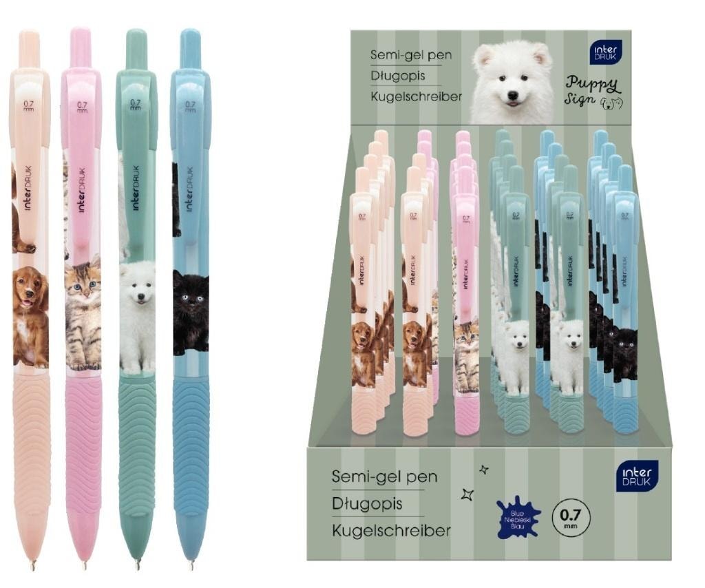 Puppy Sign Automatic Pen - 24 pieces with rubber grip