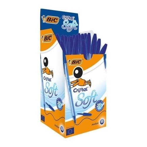 BIC Cristal Soft - Ballpoint pen blue, 50 pieces - ideal for school and office