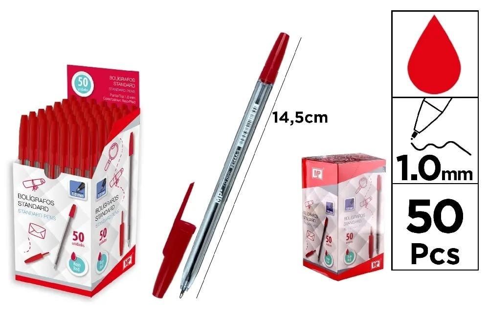 Red ballpoint pen - set of 50 - ideal for writing