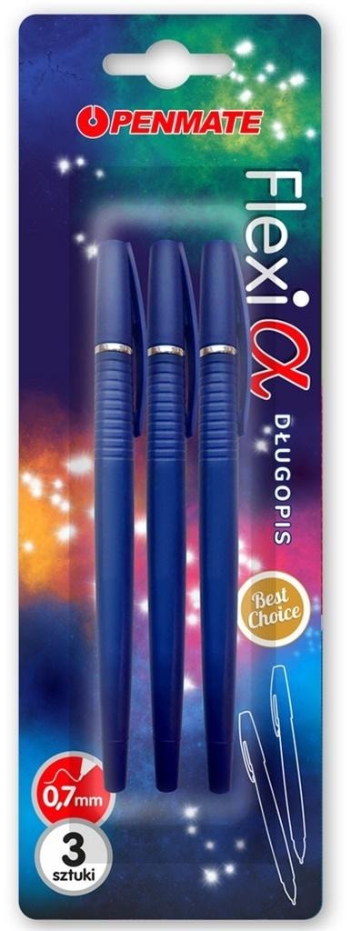 Penmate Flexi Alpha ballpoint pen blue 3 pieces - ideal for school and office